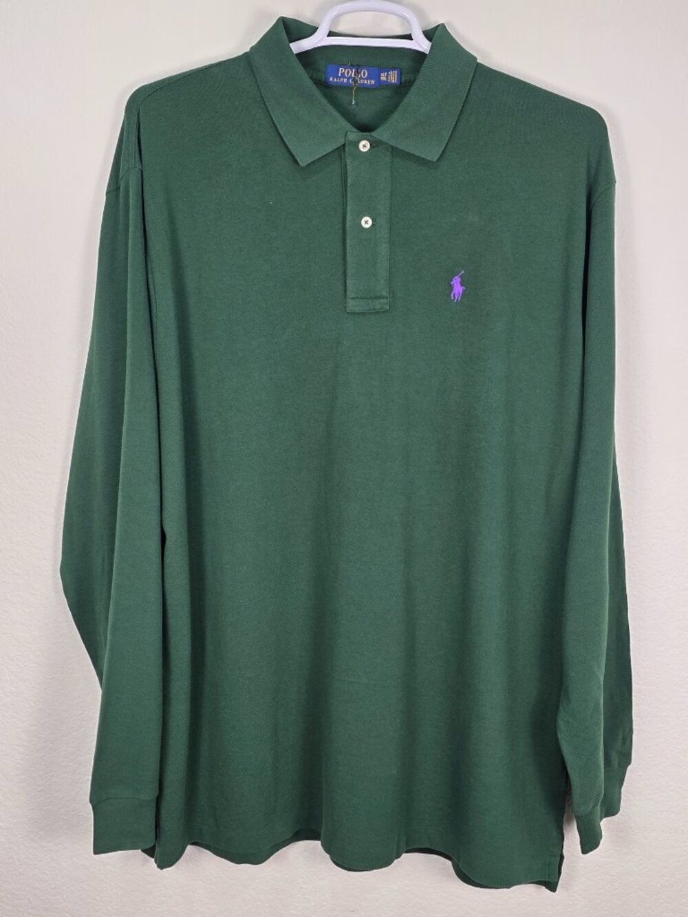 NWOT Polo Ralph Lauren Men's Green Long Sleeve Polo Shirt Size XLT & 2XLT - Picture 1 of 15